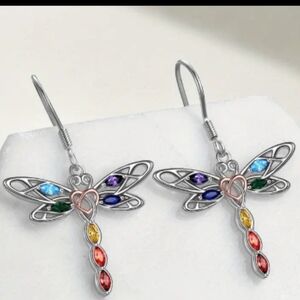1pair Exquisite Cute Colorful Dragonfly Earrings For Girls, Birthday Christmas